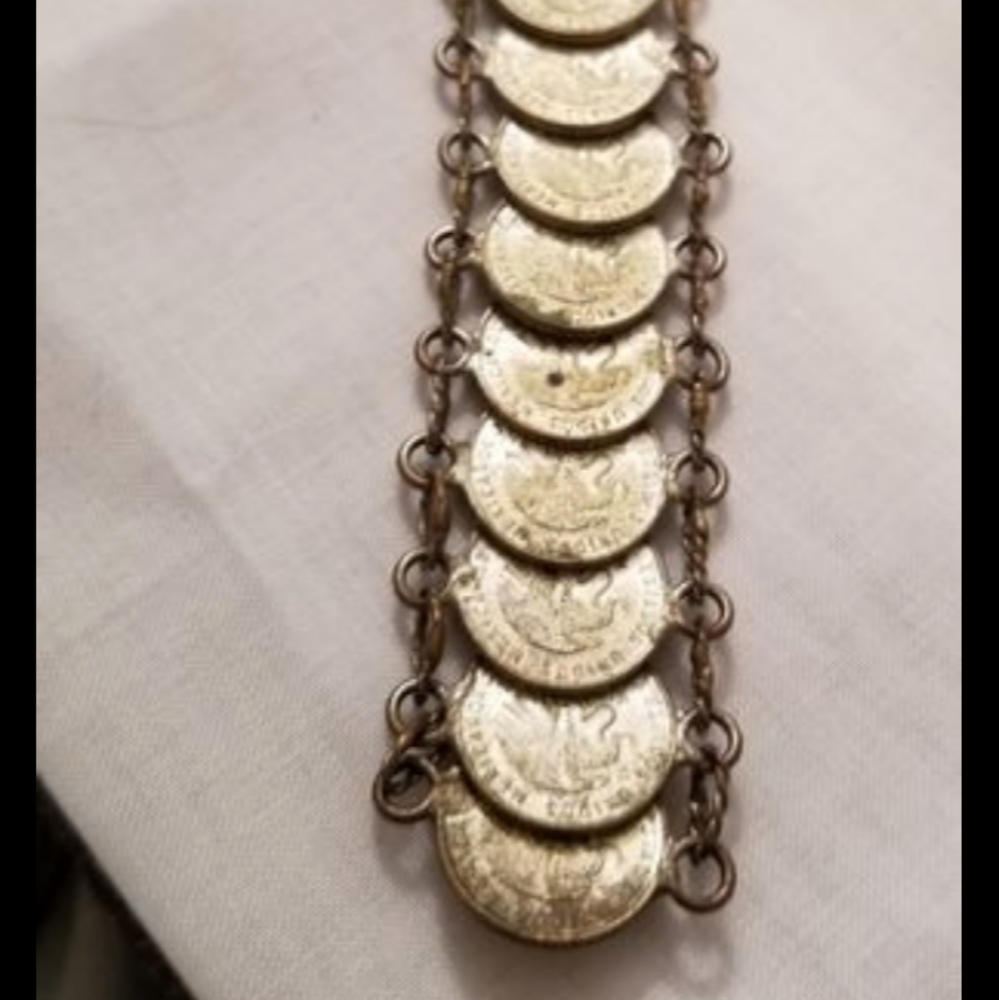 VINTAGE Mexico peso coin bracelet 1951